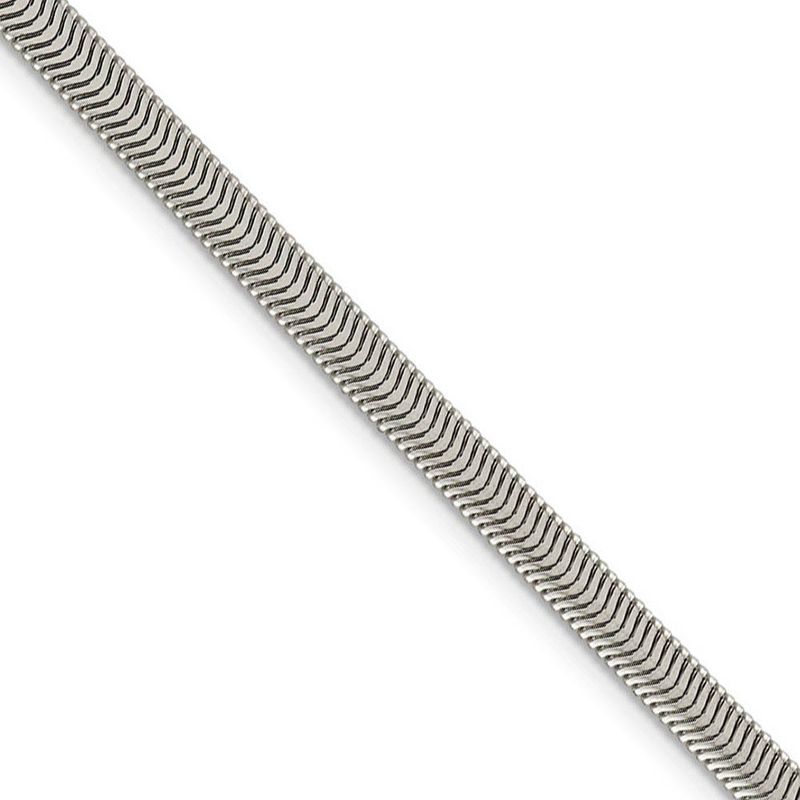 4.2mm Sterling Silver Solid Flat Oval Snake Chain Necklace, 24 Inch